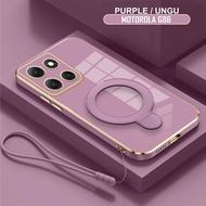 Motorola G86 Power 5G Luxury CaseRing Plating Holder Magnetic Free Mobile Phone Lanyard Strap