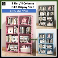 FCSS DIY Bookshelf 5 Tier 8 Column / Rak Buku 5 Tingkat / Multipurpose Book Storage Rack / Organizer Shelf Display Case