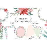 [ JPEG/PNG ] Merry Christmas Wreath Card Clipart JPEG/PNG