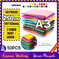 UNICRAFT A3 Color Paper 50pcs 250gsm Extra Thick Art Manila Card Craft Plain Cover Name Card Kertas 