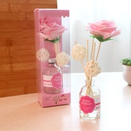 Jk3u 60ml Flameless Reed Diffuser Sets Artificial Flower Home Decor with Rattan Vine Sticks Aromatherapy Essential Oil Aroma Diffuser