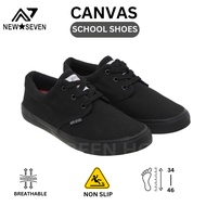 NEW SEVEN Men’s Canvas Sneakers School Shoes – Black Casual Shoes | Slip-Resistant, Lightweight & Co