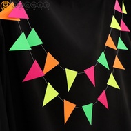 ADAMES Neon Fluorescent Garland, Rectangle Fluorescent Paper Round Pentagram Fluorescent Banner, Han