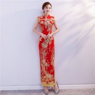 MASHION Vietnam Traditional Dress for Women 2023 Lace Embroidery Vintage Cheongsam Long Dress Party Women Improved Lace Cheongsam Wedding Dinner Dress Show