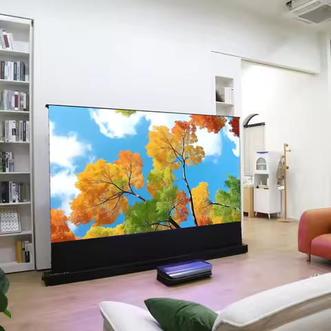 Premium 72‘’ inch - 120” inch 16:9 ALR PET Crystal UST Electric Floor Rising Projector Screen for Ga
