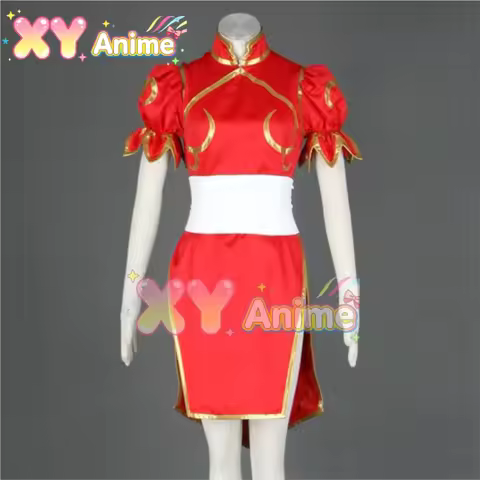 XY Anime Street Fighter Chun-Li Cosplay Costume Red Version 4 Girls Kids Costume Halloween Christmas