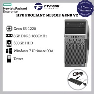 HPE ProLiant ML310e Gen8 v2 Xeon E3-1220 8GB DDR3 RAM 500GB HDD Win 7 Ultimate Tower Server (Refurbi