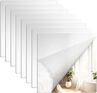 12" x 12" Acrylic Mirror Tiles, 8 Pack Self Adhesive Acrylic Square Mirrors for Gym, Frameless Full 