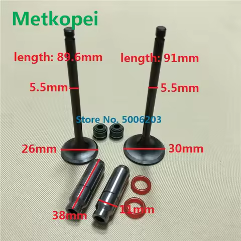 scooter GN125 GS125 DR125 5.5mm engine valve stem with oil seal and valve intake exhaust stem guide 