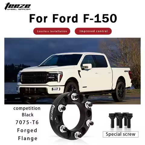 Teeze 2/4pcs 6X135 87.1 M14X1.5 Hub Centric Black Forged wheel spacer For Ford F-150 2015-2024 Flang