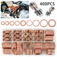 MKR 400pcs M5-M14 Copper Washers 9 Sizes O Ring Copper Gaskets Set Flat Copper Sealing Rings Hardwar