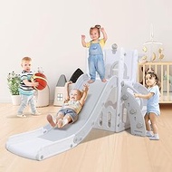 Kid Slide for Toddlers, 8 in 1 Toddler Slide, Age 1-3 with Basketball Hoop and Telescope, Indoor Out