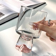[Pink Mountain Glass] High Sense Niche Creative Goblet Coffee Cup Home Beverage Cup Juice Cup Wine G