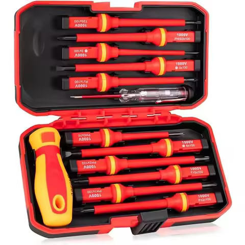 1000V Insulated Electrician Screwdriver Set, 13pcs Professional Electrical Tools Kit with Magnetic C