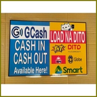 ◡ ☎ ☢ 2in1 GCASH CASH IN+LOAD SIGNAGE (LAMINATED-PVC/PET