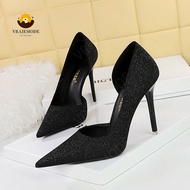 Fashion High Heels with Sequins Woman Pumps Pointed Toe Stiletto High-Heeled Shoes for Party Women S