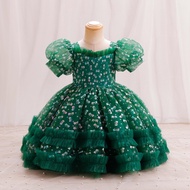 【COD】France Princess Dress For Girls  Evening Performance Costume Puff Sleeve  Sequins Kid Princess 