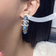 Chanel香奈兒牛仔皮穿耳環