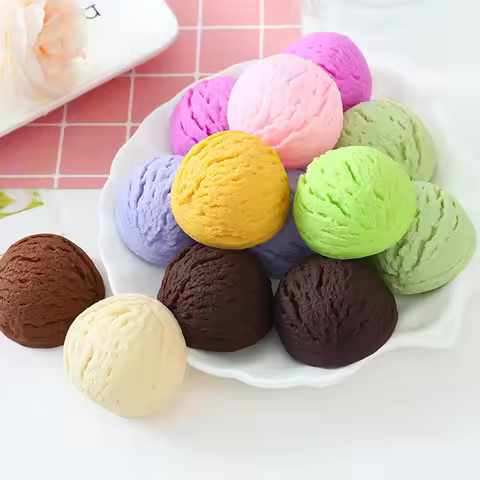 1/6pcs Artificial Ice Cream Ball Model Suitable for Dessert Shops, Cold Drink Shops, Displaying Prop