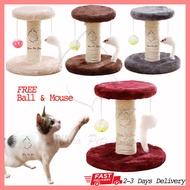 (Free Gift) 2 Layer Cat Scratcher Post Tree Cat Toy Poles Tree Board Condo House Cat Scratching Post