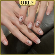 Fake Nails Nail Box Short Style Pink Brown 24 Nails with ORI NAIL Glue Y503B