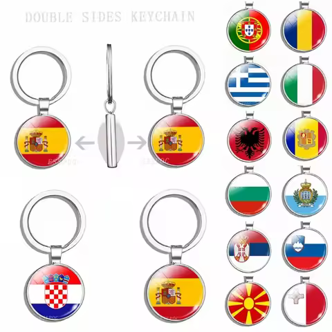 South Europe Country Flag Keychain Greece Albania Spain Italy Croatia Bulgaria Bulgarian Serbia Roma