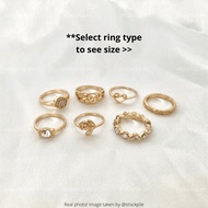 💥MALAYSIA READY STOCK💥 Boho Vintage Ring Gold Emas Murah Cincin Rose Love Gem Diamond Faux Jewellery Wanita Women