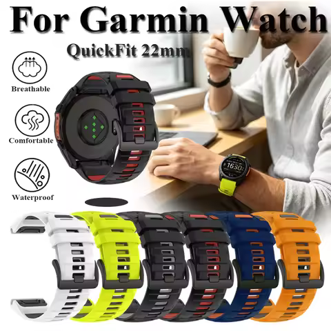 Two-Tone Silicone Replacement Watch Band QuickFit 22mm Sport Watch Strap Fashion Accessory For Garmi