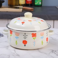 Enamel Enamel Milk Pot Pot with Two Handles Enamel Bowl Enamel Pan Mini Pot Enamel Soup Pot Instant Noodle Bowl Small Hot Pot