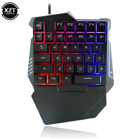 USB One-handed Keyboard Gaming Mechanical Feel Keyboard Portable 35 Keys Mini Wired Keyboard Ergonom