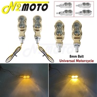N2 8mm Motorcycle LED Turn Signal Indicator Amber Blinker Flasher Lamp Universal For Kawasaki Honda 