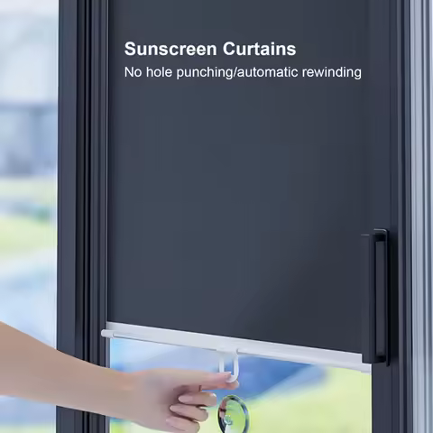 Retractable Roller Shade Curtains Silver Reflective Blackout Curtains with over 90% Blackout Rate In