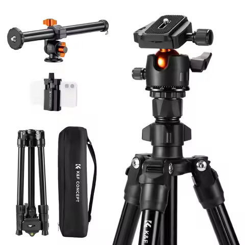 K&F CONCEPT Camera Tripod Rotatable 76.7 inch Multi-Angle Center Column Lightweight Travel DSLR 8kg/