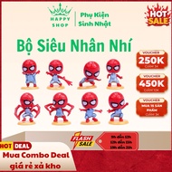 SET OF 8 SMALL SPIDER-MAN SUPERMAN to decorate cakes and birthday cakes.