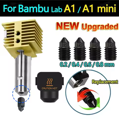 New Upgrade Hotend Kit for Bambu Lab A1/ A1 Mini Fast Speed Hot End Brass Heat Sink Hardened Steel N