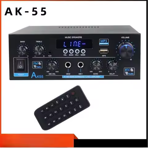 AK55 High Power Hifi Digital Bluetooth Amplifier 2.0 Channel Home Bookshelf Audio Power Amplifier