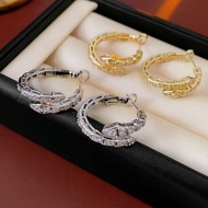 Snake-Shaped Zircon Earrings Niche Design High-End Temperament Light Luxury Earrings New Style Fashi