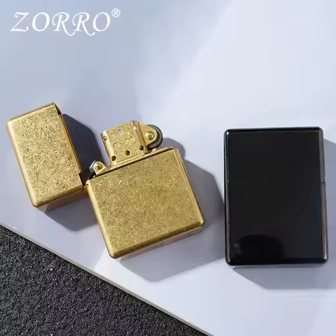 Zorro 912 Vintage Armor Fuel Lighter, Waterproof & Windproof, Luxury Brass, Constantinople Style, Me