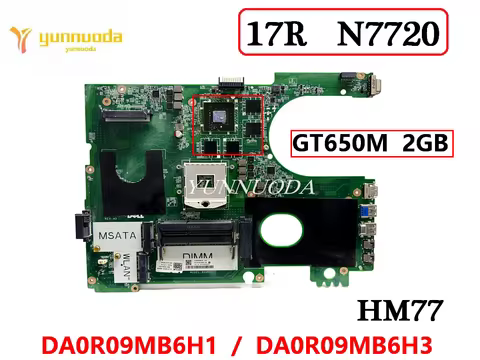 DA0R09MB6H3 For DELL 17R N7720 Laptop Motherboard GT65M 2GB GPU 2D HM77 DA0R09MB6H1 CN-072P0M 072P0M