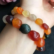 Natural Colorful Jade Bracelet Agate Original Stone Beads Elastic Beaded Bracelets Gemstone Bangle M