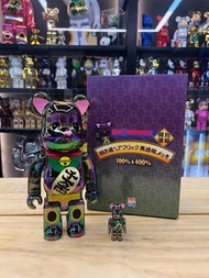 現貨100% & 400% 黑透明 招財貓 招き猫 黒透明メッキ bearbrick