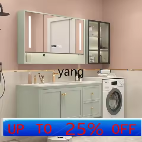 LH Balcony Washing Machine Integrated Cabinet Combination Solid Wood Bathroom Washbasin Washstand