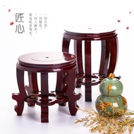 Potted Plant Solid Wood Base Stone Ornament Base Fish Tank Stand Wine Jar Vase Tall Round Support Wo