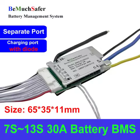 BeMuchSafer 7S 10S 12S 13S 30A Battery BMS 7S30A 10S30A 12S30A 13S30A 24V 36V 43V 48V BMS Compact Si