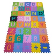 Evamat isi 40 pcs ukuran 15x15 cm angka huruf matras puzzle playmate karpet lantai tikar
