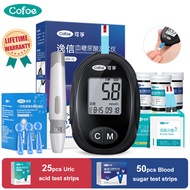 Cofoe 2 in 1 Blood Glucose Meter Uric Acid Test Kit &amp; 50PCS Glucose Test Strips 25PCS Uric Test Strips Diabetes Test Kit Blood Sugar Monitor Glucometer Set