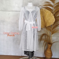 Outer Brokat Panjang Kekinian Tangan Kerut Cardigan Blazer Wanita Modern