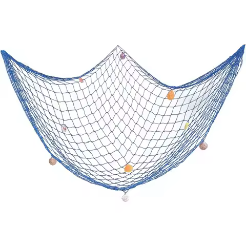 1PC 79 x 40 Inches Decorative Fishing Net Wall Decor with Seashells Beach Theme Decor for Party Home
