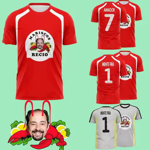 Amador 7 Football Jerseys Seafood Shrimp Recio 3D Graphic Print T-shirt Quick Drying Sportswear Summ