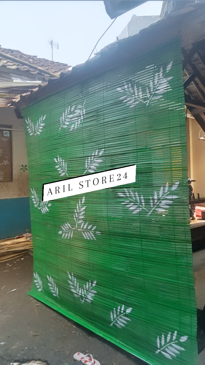 tirai bambu waran hijau Tira bambu outdoor anti hujan tirai bambu gulung wide bambu free paku sama t